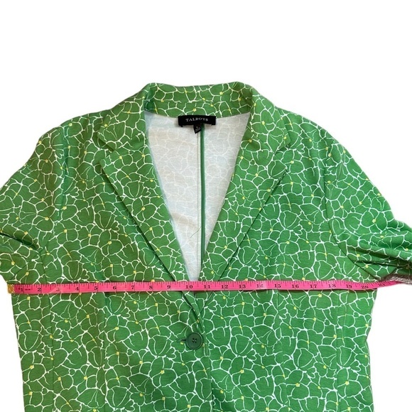 Talbots Medium Knit Blazer Green Pastel Floral Jacket with Jacket Pockets 14 - Picture 13 of 16